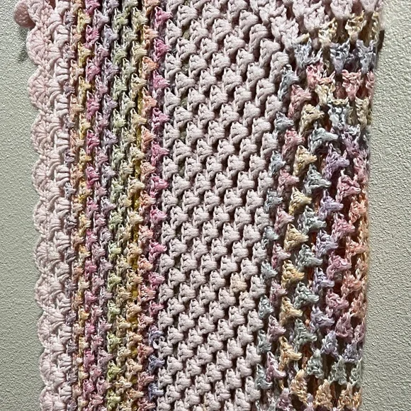 Handmade Pink Crochet Afghan Blanket - Picture 2 of 4
